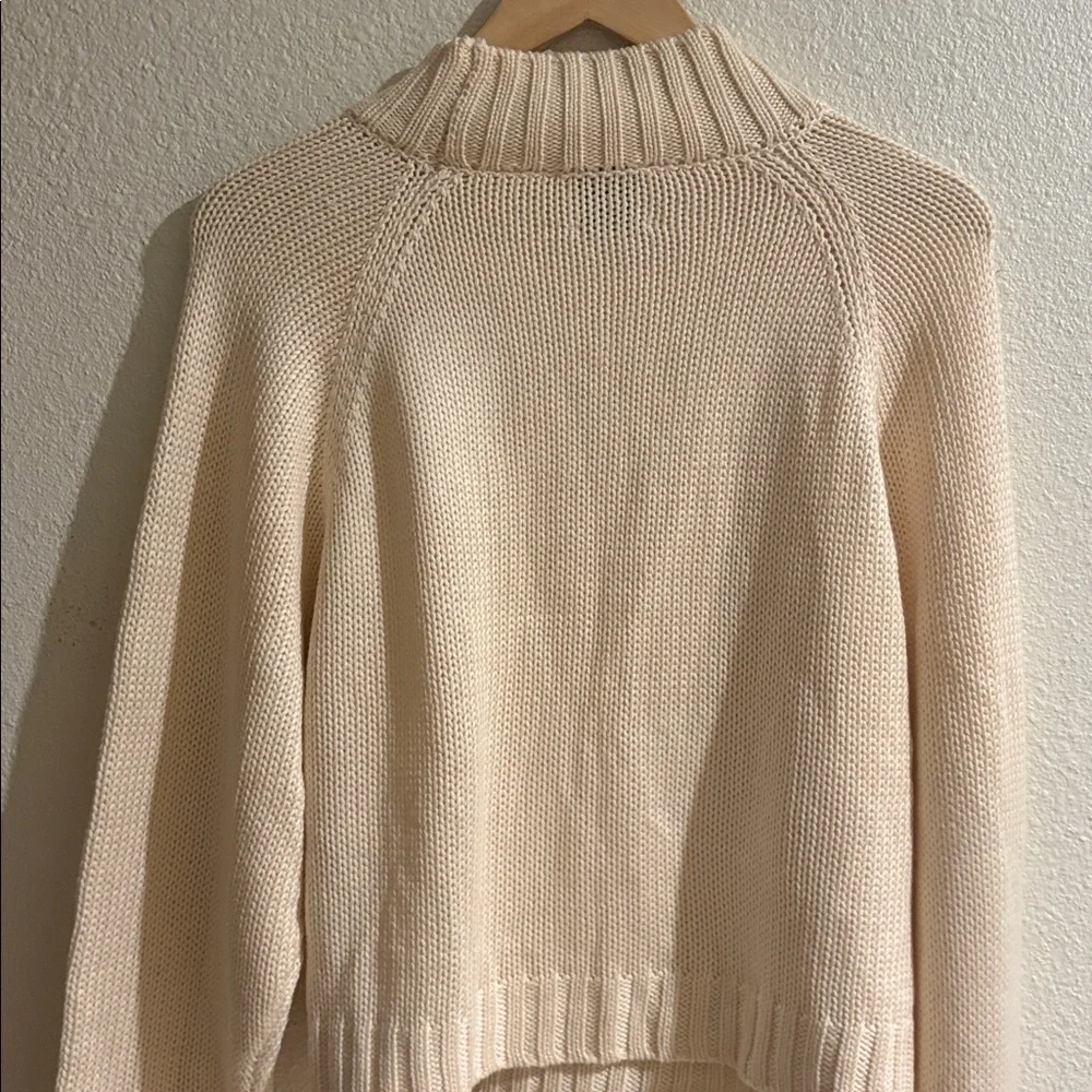 Elie Tahari Ivory Wool Blend Cable Knit Sweater Relaxed Fit Dolman Long Sleeve